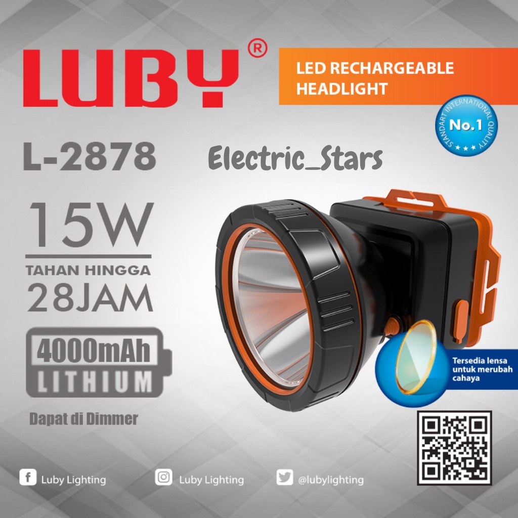 Senter Kepala / Headlamp 15 Watt L2878 Merk Luby