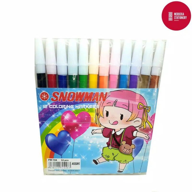 

Spidol warna warni isi 12 pcs merk SNOWMAN