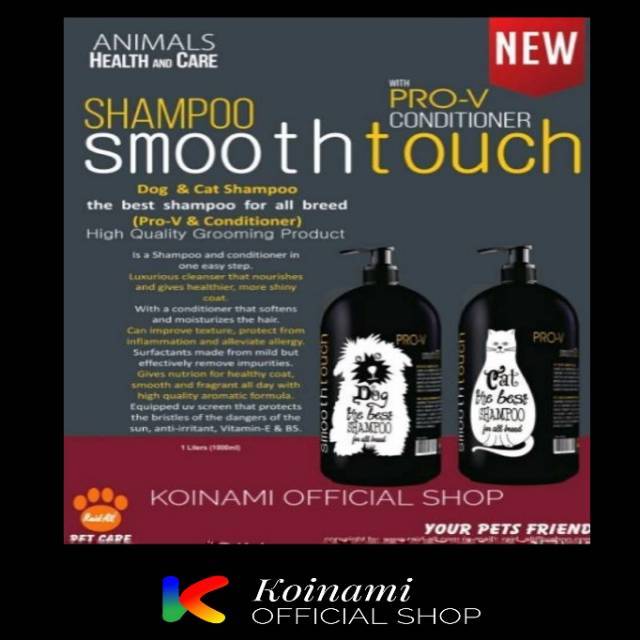 SMOOTHTOUCH SHAMPO 1 Liter Conditioner / cat &amp; dog / raid / smoot touch / smooth / kucing anjing