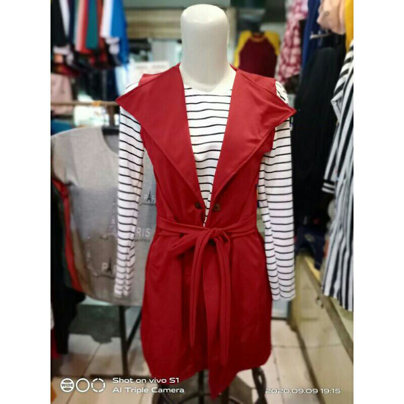 Blouse Baju Atasan Wanita Murah Cardigan kombinasi Salur Model Korean Style 2 lapis