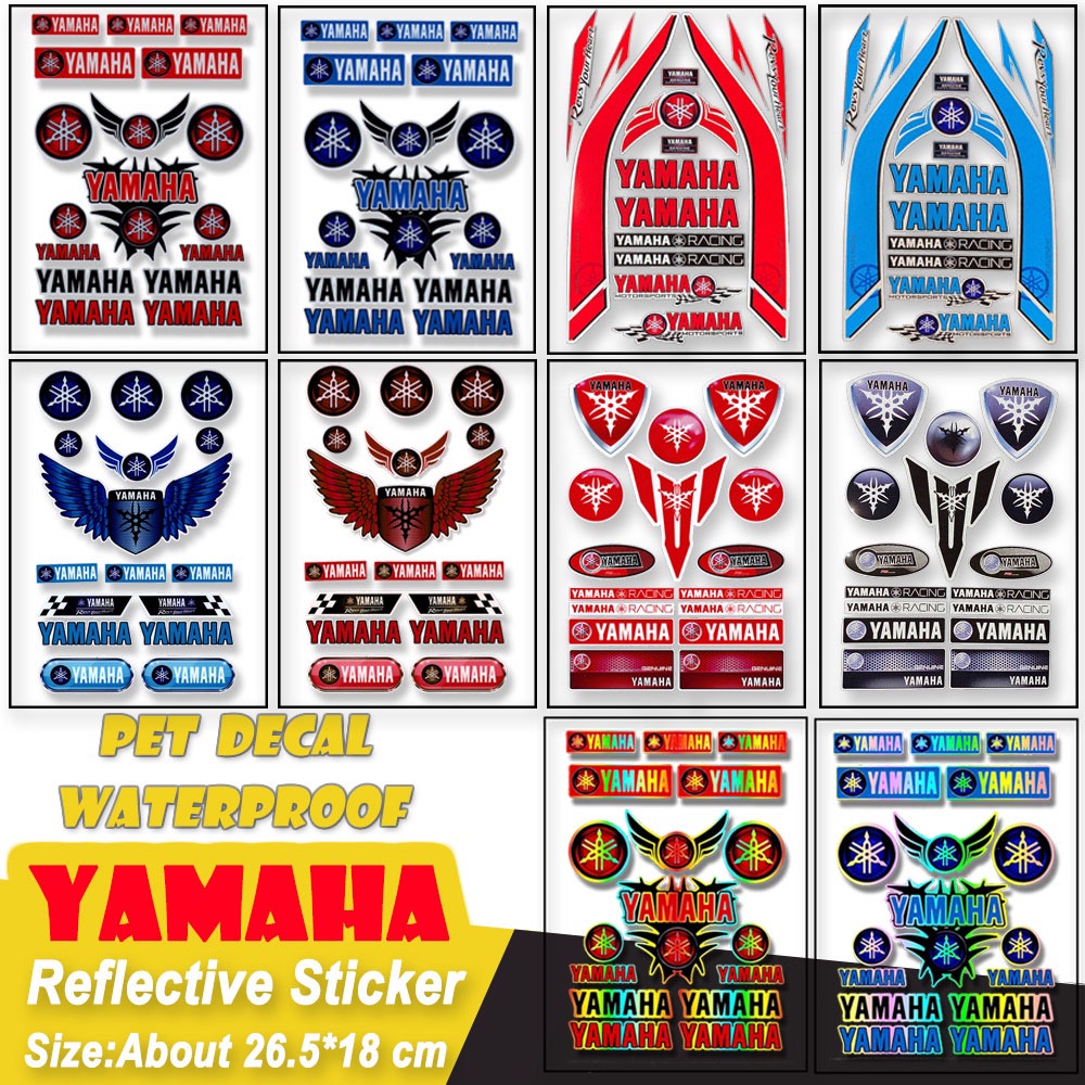 YAMAHA Reflektif Sepeda Motor Stiker Laser Dekorasi Stiker Motorcross Logo Stiker Helm Dekorasi Mobil Tangki Bahan Bakar Stiker