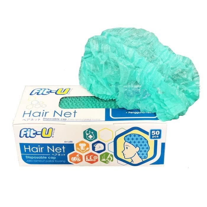 Fit-U Hair Net Diposable Cap Green 50 Pcs