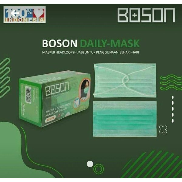 MASKER HIJAB MERK BOSON 3PLY HEADLOOP