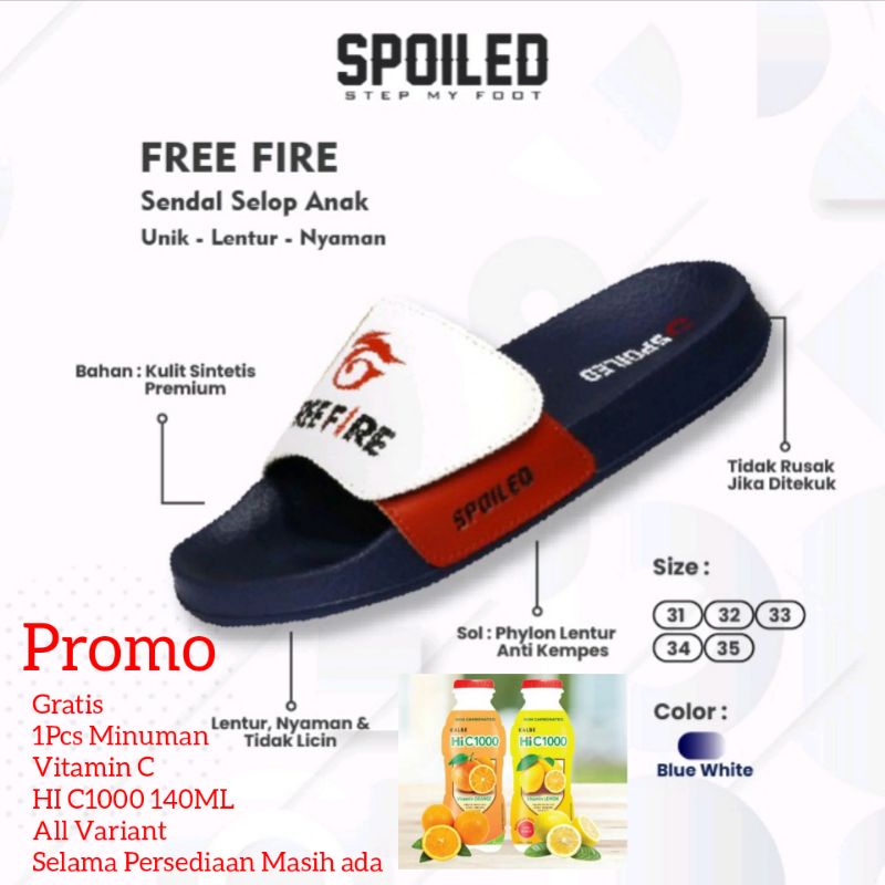 SPOILED/sendal Spoiled FREE FIRE Anak Anak Zaman Now Kids