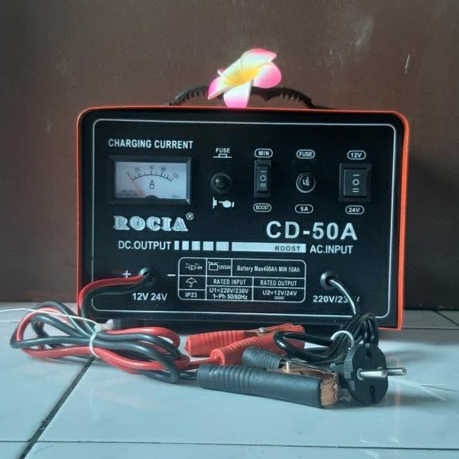 Cas Aki Charger Aki 50A Ampere Amper Accu 12v &amp; 24v Baterai Mobil Motor