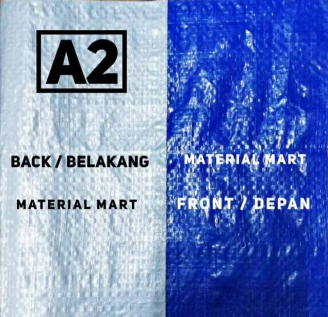 Terpal Plastik A 2 ASLI ORIGINAL Biru Silver tebal | Murah Berkualitas | Material Mart