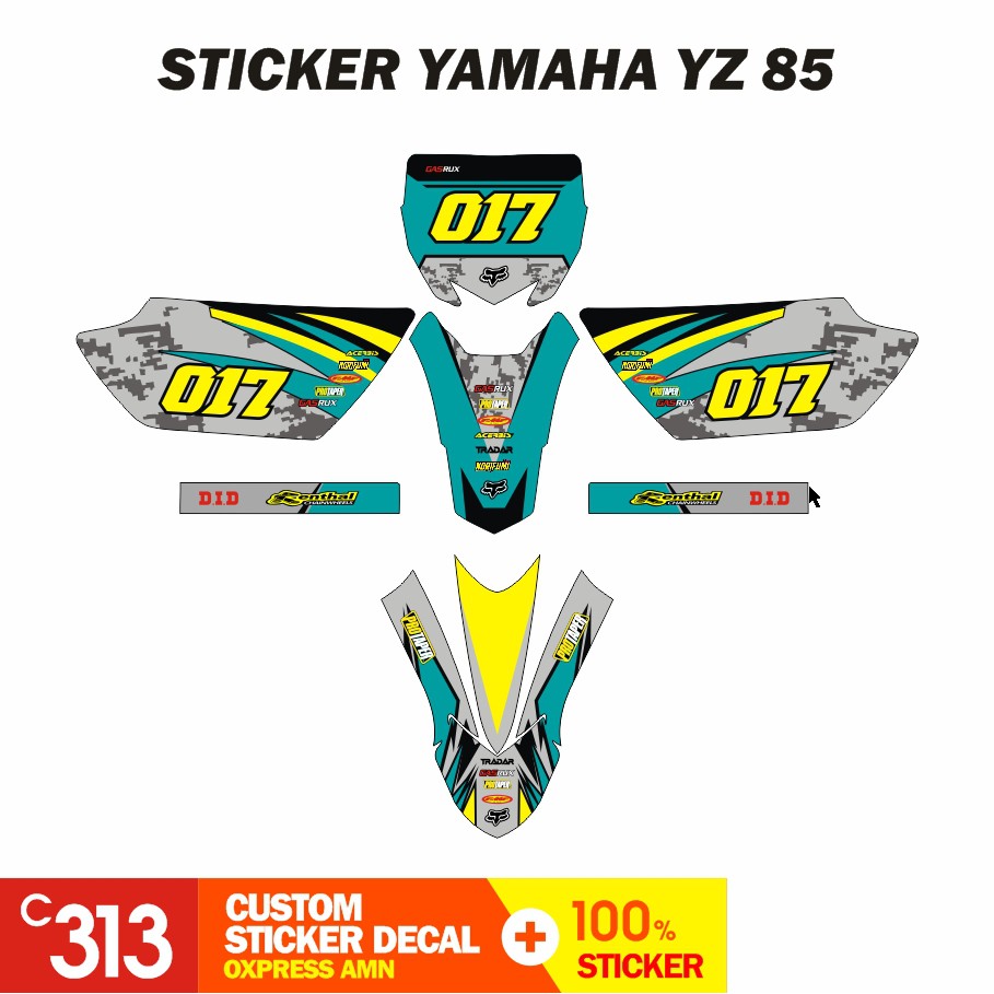 Stiker Decal YAMAHA YZ 85 YZ New YZ Modif Bebek Custom Sticker (32)