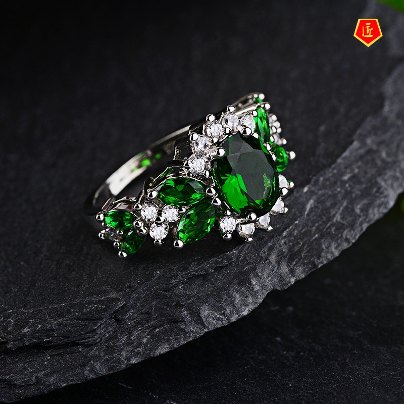 [Ready Stock]Emerald Women's Ring Creative Fashion Accessories