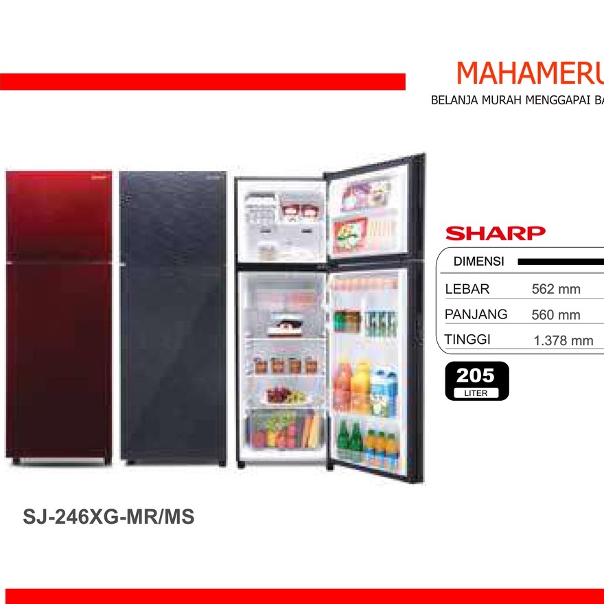 Kulkas 2 Pintu SHARP SJ-246XG-MS/MR
