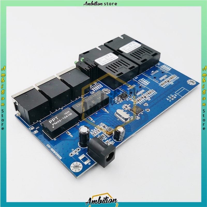 [BISA COD] Switch PCB Board Ethernet 20km Single Mode 3 RJ45 And 2 SC Fiber 10 / 100M PCBA