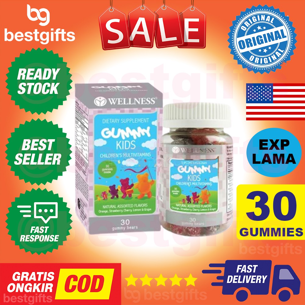 WELLNESS GUMMY KIDS CHILDREN CHILDRENS MULTIVITAMIN MULTI VITAMIN DAYA TAHAN TUBUH ANAK 30 GUMMIES