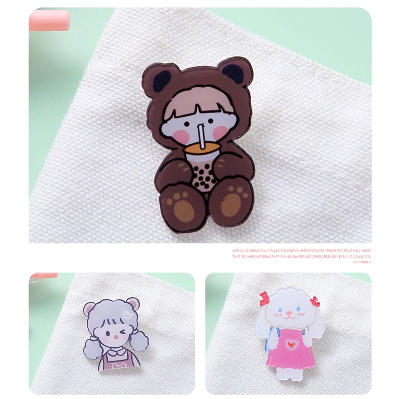 COD❤️Bros Akrilik lucu Kreatif Kartun Astronot Bros Anak Cute Gadis Aksesoris Tas Pakaian Liontin Brooch Pin Lencana Korea