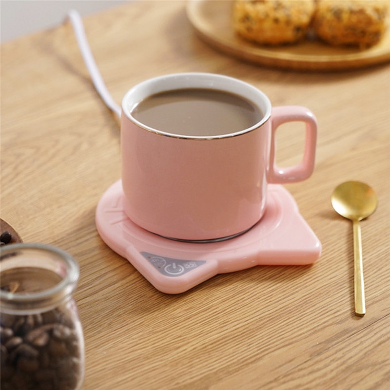 TK Cute Mug Warmer Heating Coaster for Coffee Milk Tea Cat Shape Cup Coaster Home Office Desktop Cup Heater