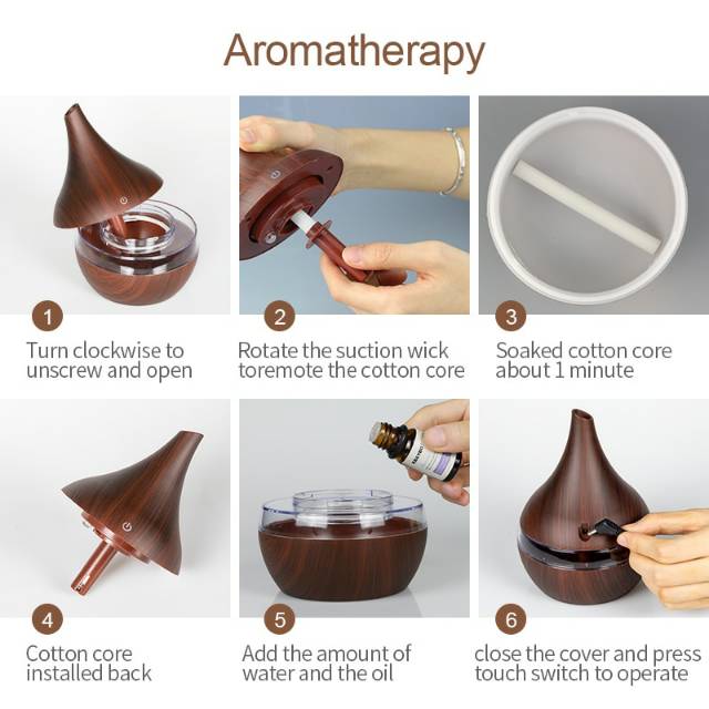 Humidifier Air Ultrasonic Aromatherapy Wood Grain 300ml