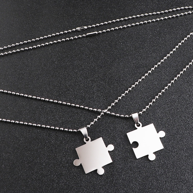 Kalung Liontin Puzzle Bahan Titanium Untuk Pria