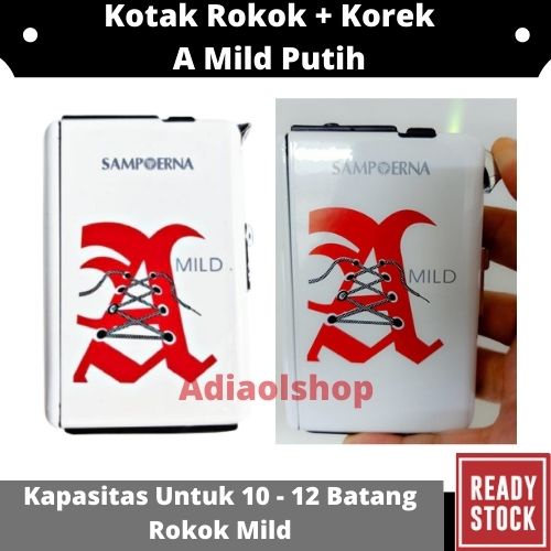 KOTAK ROKOK PLUS KOREK API BRAND ROKOK A MILD PUTIH