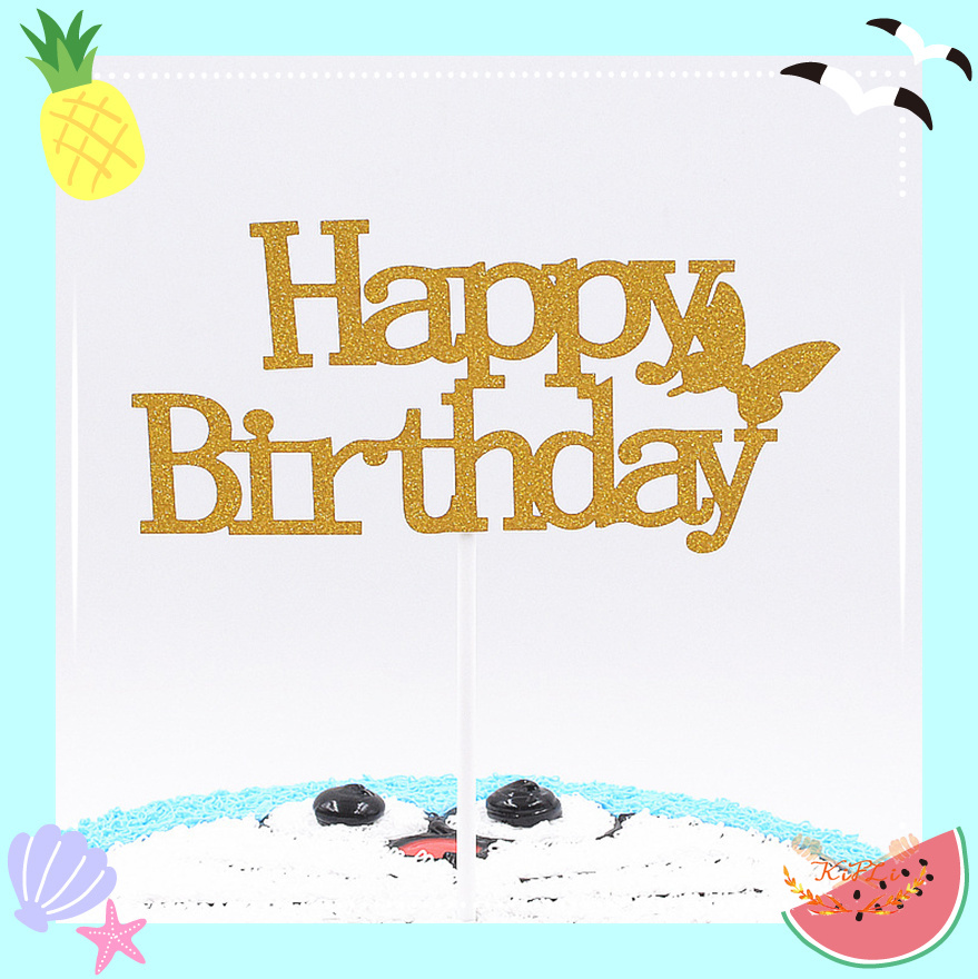Topper Kue Desain, Happy Birthday, Bahan Akrilik, Untuk Dekorasi