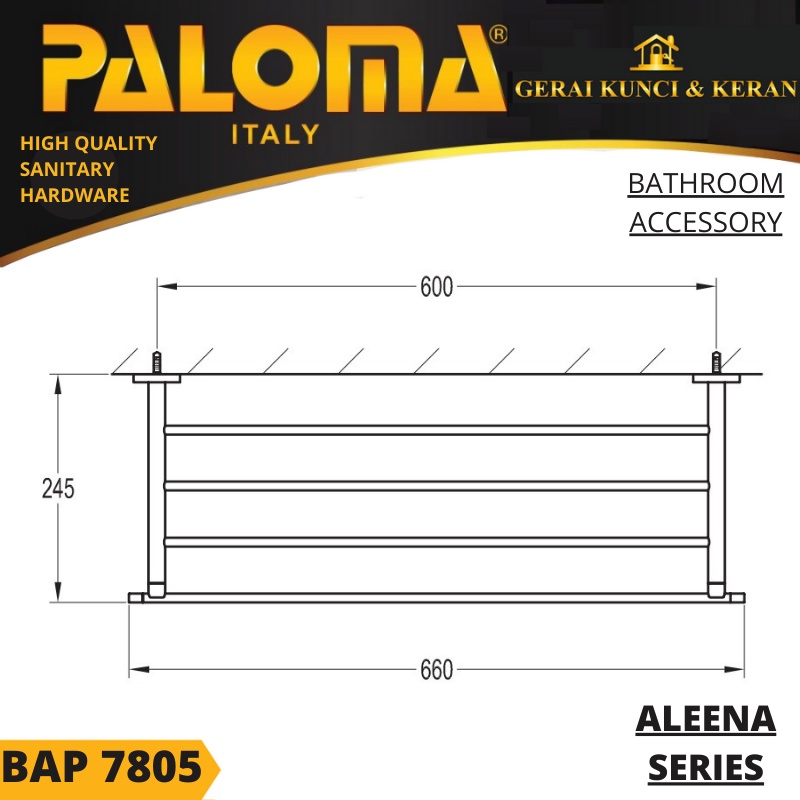 PALOMA BAP 7805 Rak Handuk Baju Gantungan Hanger Dinding Kamar Mandi SATIN GOLD