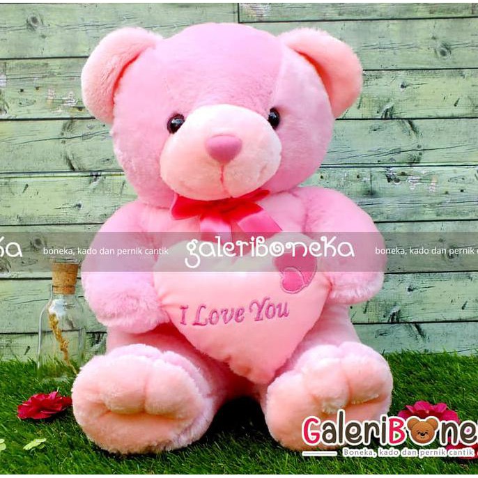 Boneka Teddy Bear Love Pink ( Bt - 475638 )