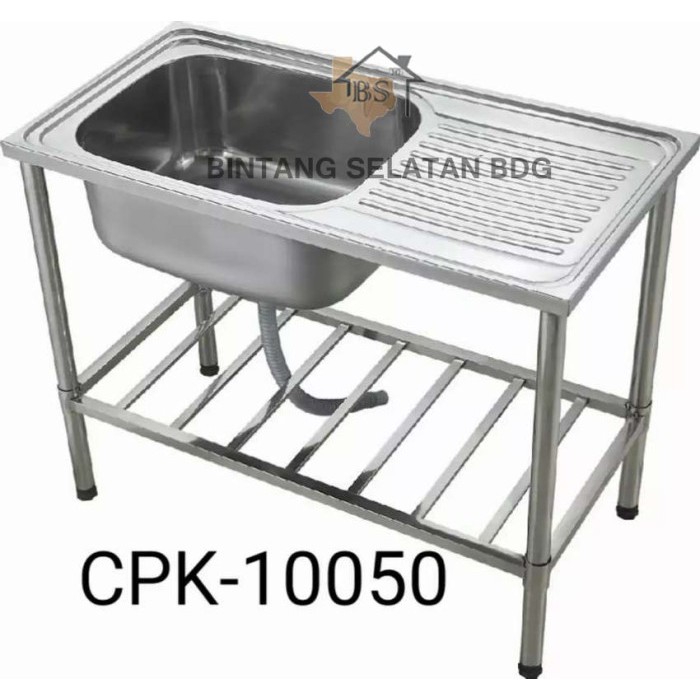 BAK CUCI PIRING  KITCHEN SINK DENGAN KAKI STAINLESS CPK 100X50X25 CM