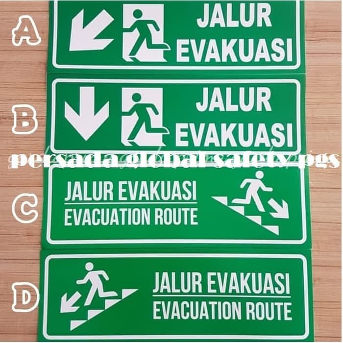 

SIGN LABEL STICKER JALUR EVAKUASI KIRI KANAN 30X10CM rambu k3