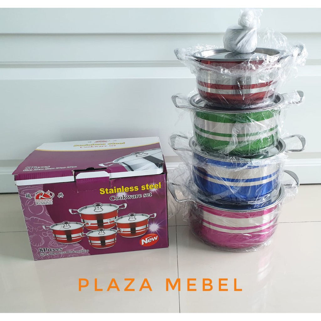 SET Panci Steinless Warna Warni COOKWARE SET RUIXING / Panci murah