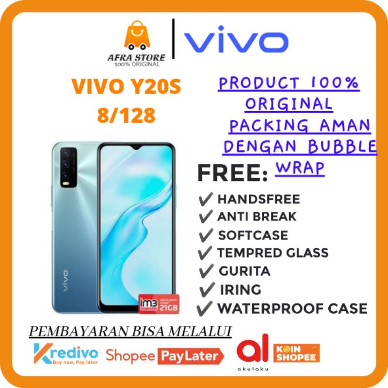 VIVO Y20S Ram8/128Gb 100% Baru Original &amp; Bergaransi Resmi Vivo Service Center