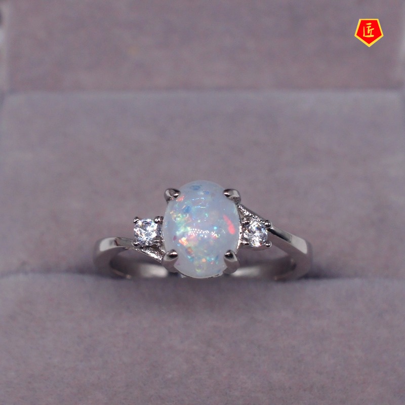 [Ready Stock]Fashion Opal Ring Female Simple Personality