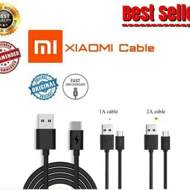 Kabel Data Charger Xiaomi Fast Charging Ori Cabutan 2A Micro USB Logo Petir