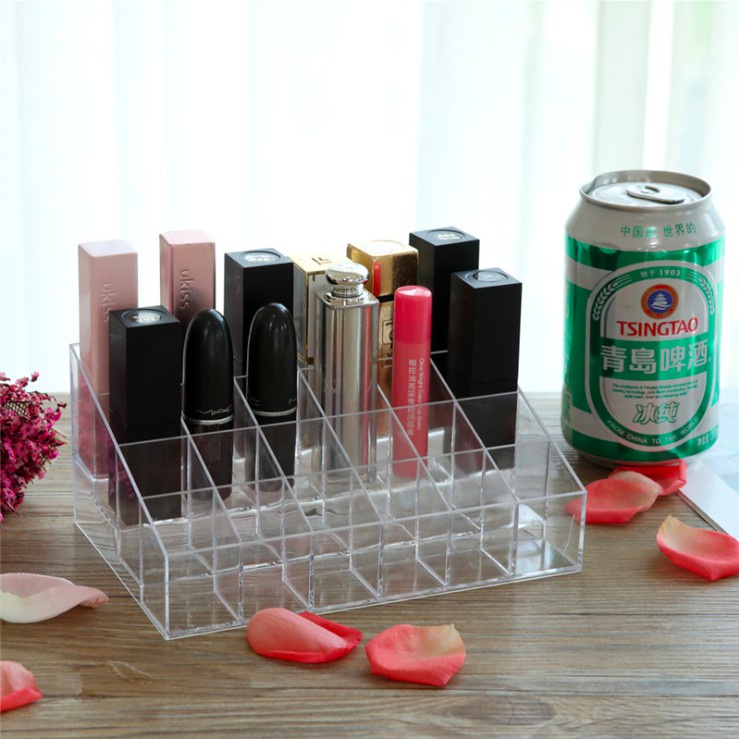 Rak Lipstik Organizer Akrilik Kotak Penyimpanan Lipstick Make Up Organizer Kosmetik