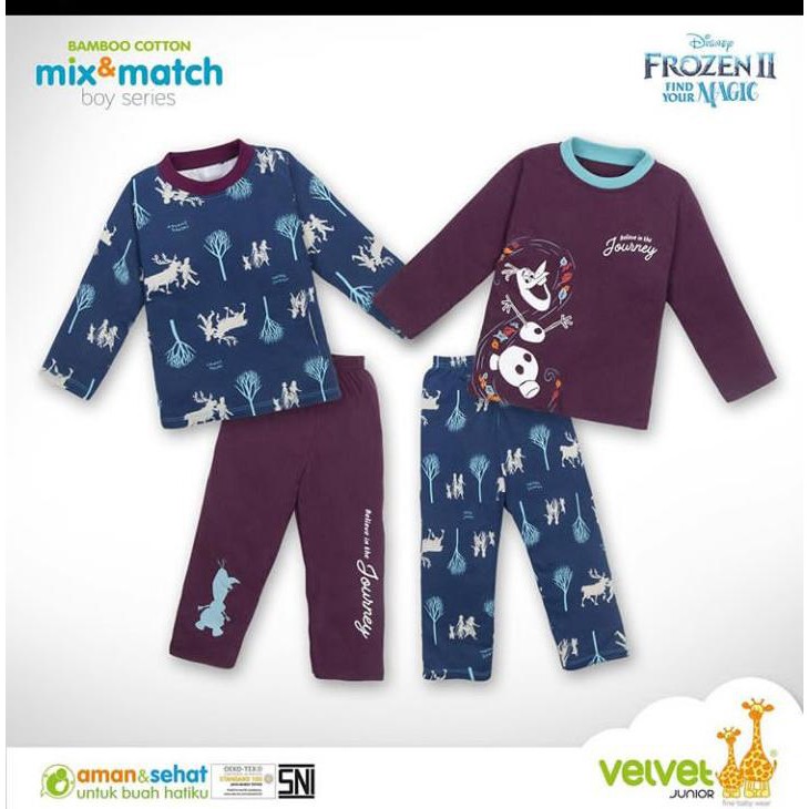 VELVET MIX N MATCH DISNEY Velvet Junior Piyama Frozen Elsa Anna Olaf