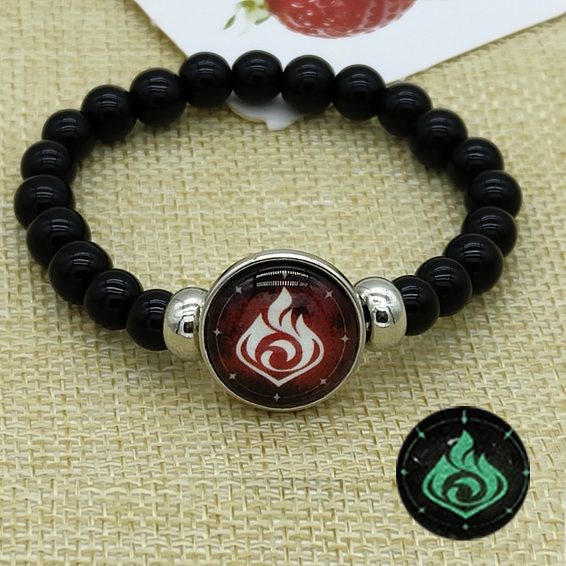 Gelang Manik-Manik Batu Akik Desain Mata Dewa Thunder Fire Rock Ice Element Luminous Untuk Pria Dan Wanita