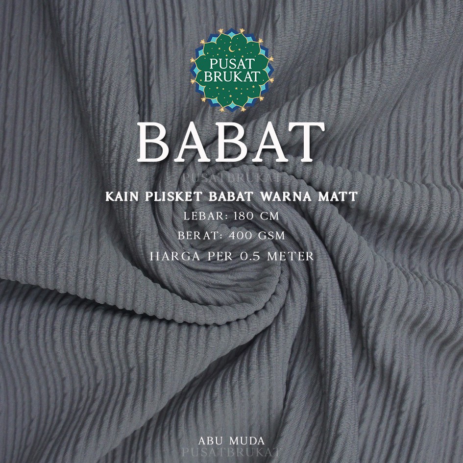 KAIN PLISKET BABAT - KAIN RIB BABAT, WARNA MATT, LEBAR 180CM [harga per 0.5m]