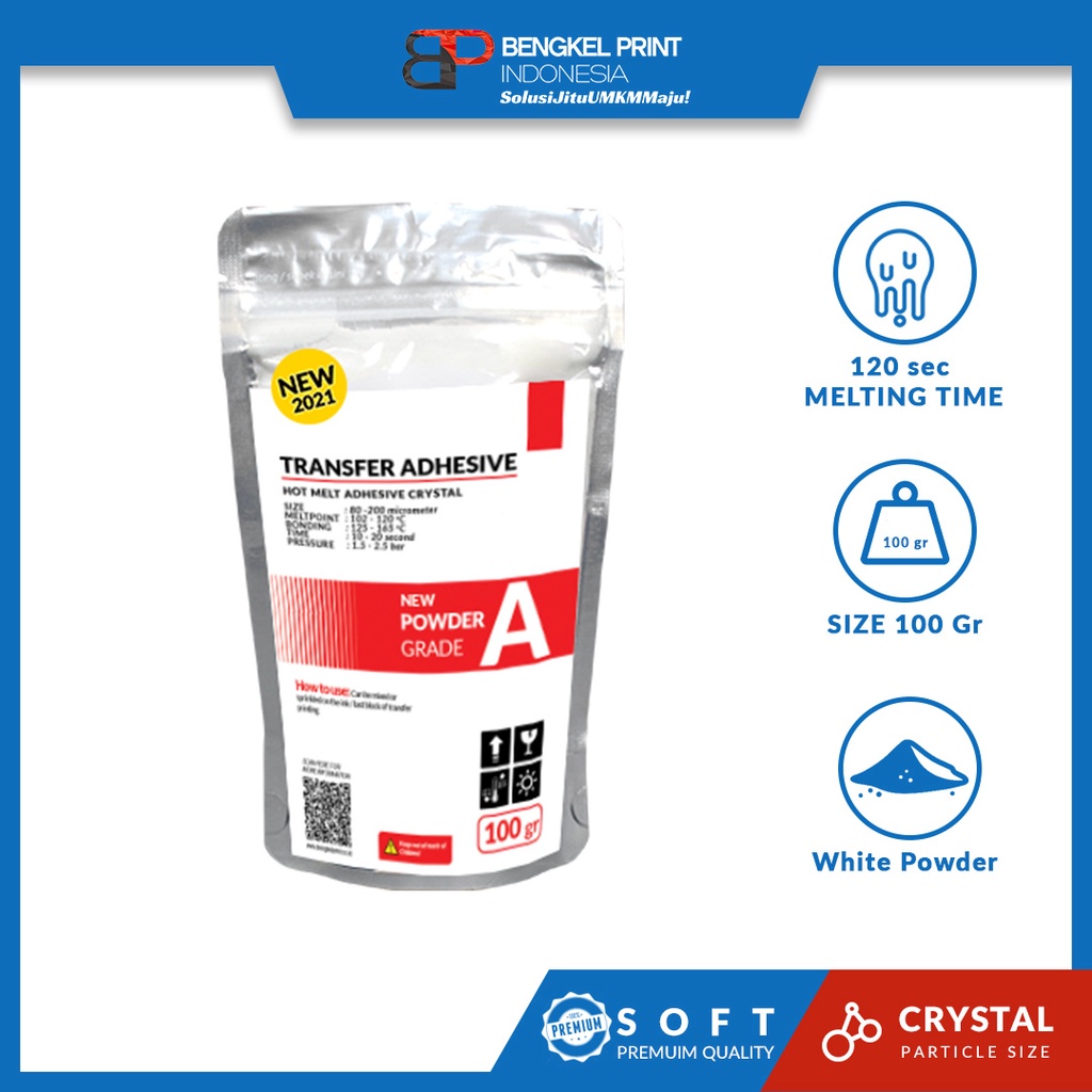 HOTMELT POWDER ADHESIVE 100gr UNTUK DTF 80-170MICRON 100gr | POWDER GRADE A