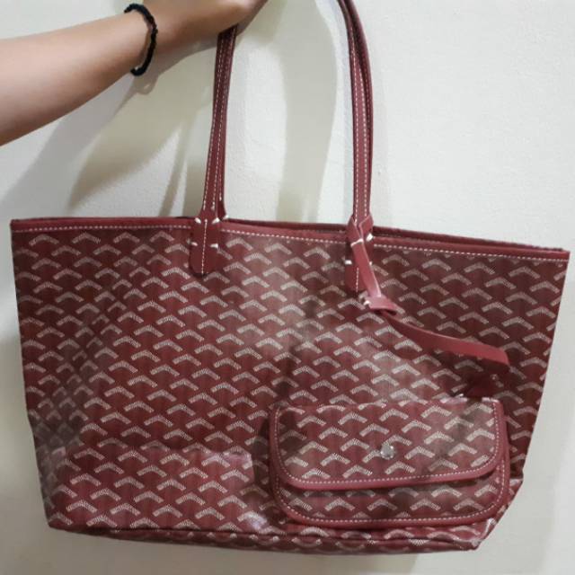 Tas goyard tote bag maroon premium quality