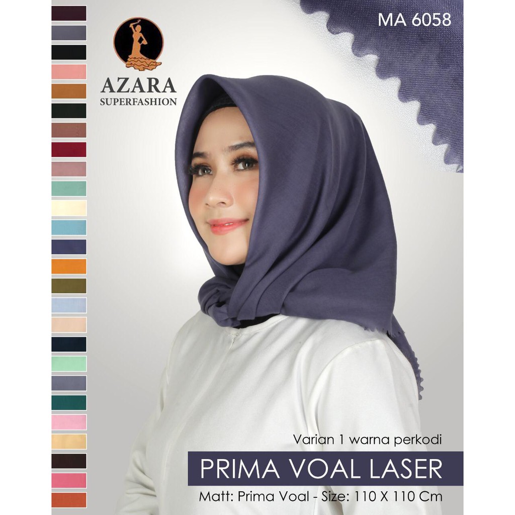 Supplier Agen Grosir Hijab Azara Scarf Prima Voal Laser Cut Jilbab Segi Empat Polos Square Termur