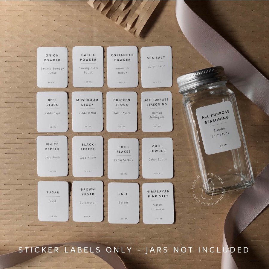 

Sticker label botol bumbu spices jar label - STICKER ONLY - NO CUSTOM - 16pcs LA1