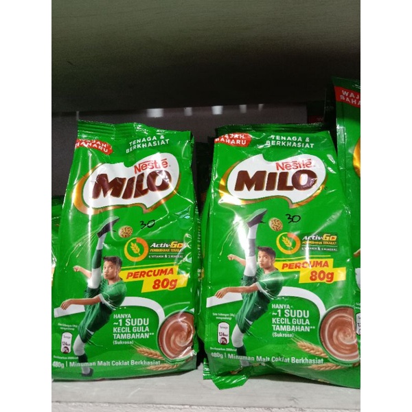 

milo malaysia 400gram free 80gram