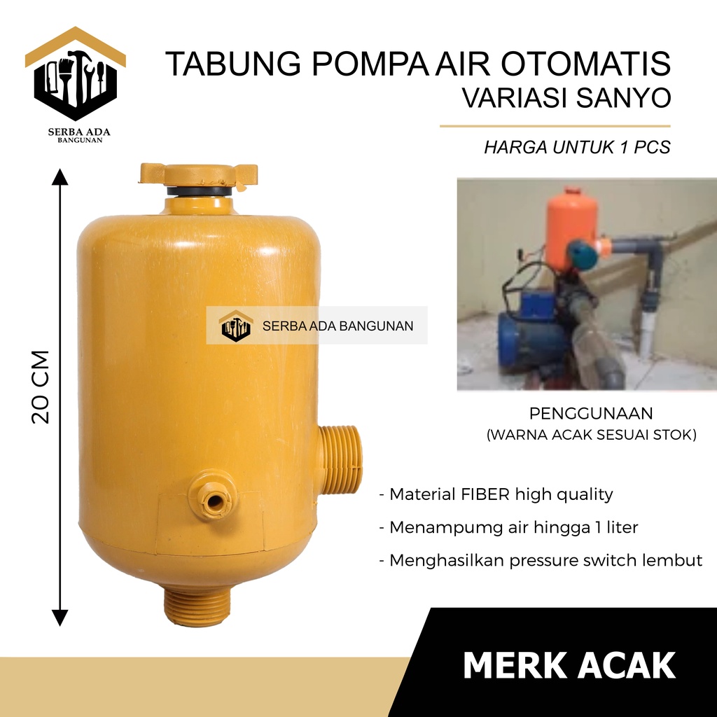 Tabung Otomatis Pompa Air PVC / Tangki Sanyo Dorong Fiber / Toren Cadangan