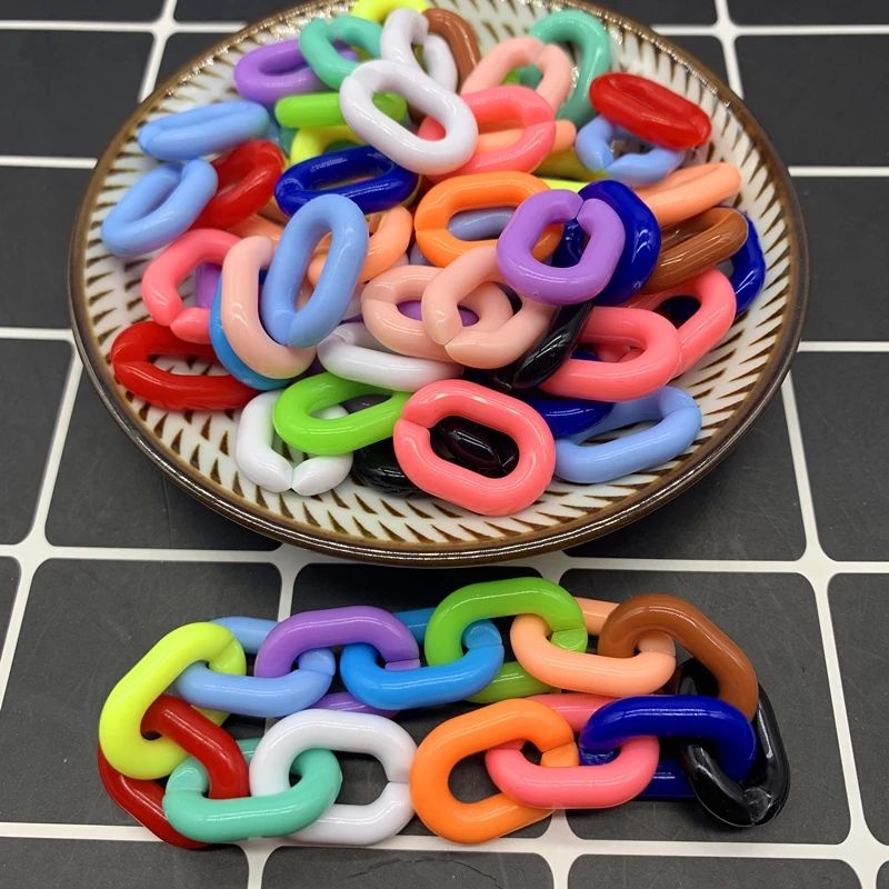 50pcs rantai Akrilik bulat - rantai warna warni Plastik - rantai Plastik