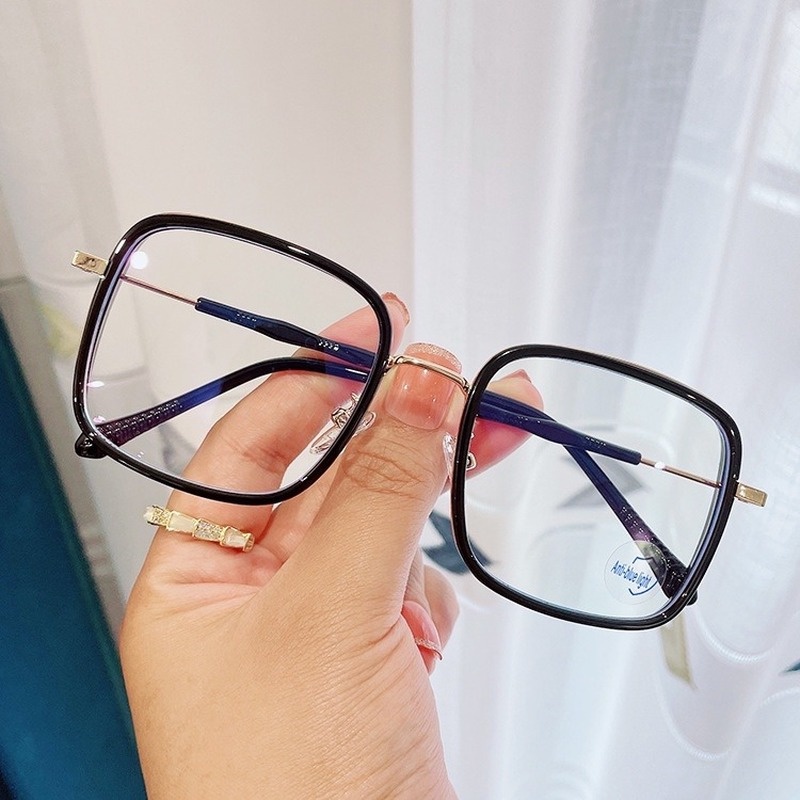 (Yuzhu) Kacamata Komputer Frame Kotak Oversized Anti Radiasi / Blue Light Untuk Wanita