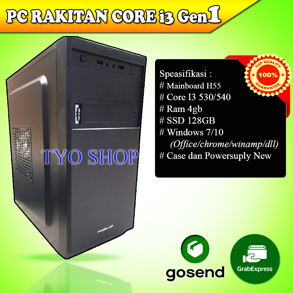 Rakitan Core i3 530/540 Ram 4GB SSD 128GB windows 10