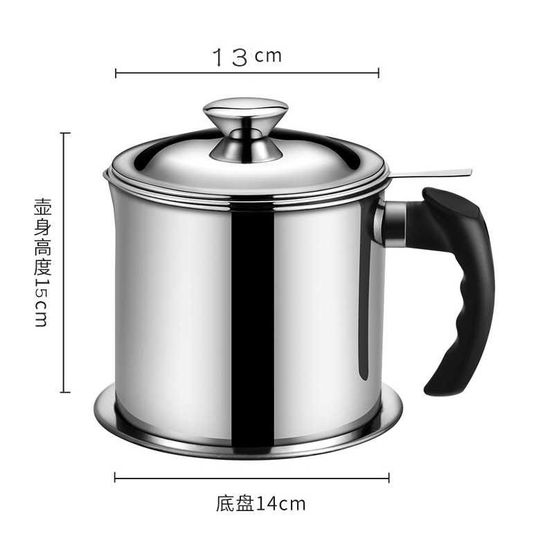 Panci Saringan Minyak Oil Strainer Pot Stainless Steel 1.3L Penyaringan Kotoran Tepung Gula Halus Jernih Multifungsi