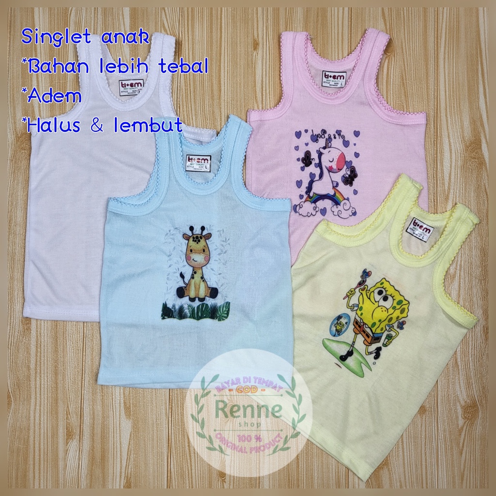 KAOS DALAM ANAK / SINGLET ANAK / SINGLET PUTIH WARNA