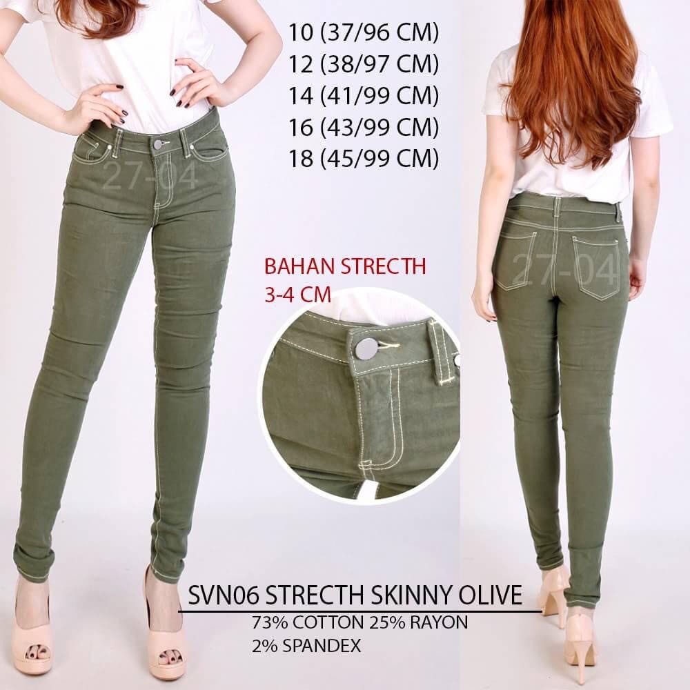 Celana Panjang Wanita Seven7 06 Stretch Skinny Olive/Brown
