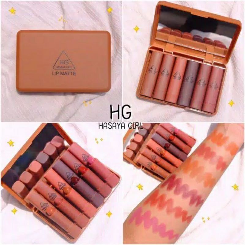 LIPSTICK SET 6 in 1 - HG Lip Matte Nude / Hasaya  GirlNude Lipstick