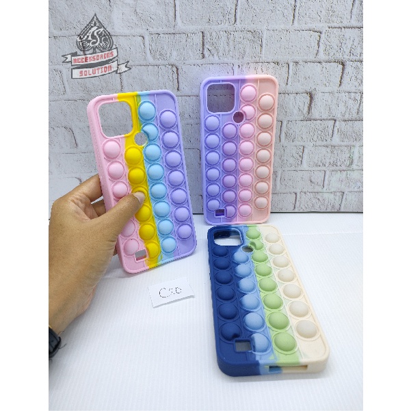 SILICONE CASE POP IT REALME 6 PRO - CASE PENGHILANG STRESS PUSH IT BUBBLE CASE RAINBOW