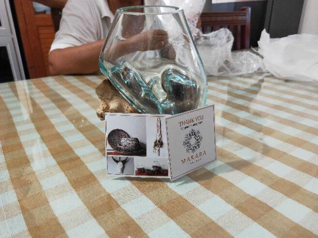 Glass On Wood Vase S - Kaca D12cm / Pot Kaktus / Pot Kecil / Aquarium / Kaca Tiup
