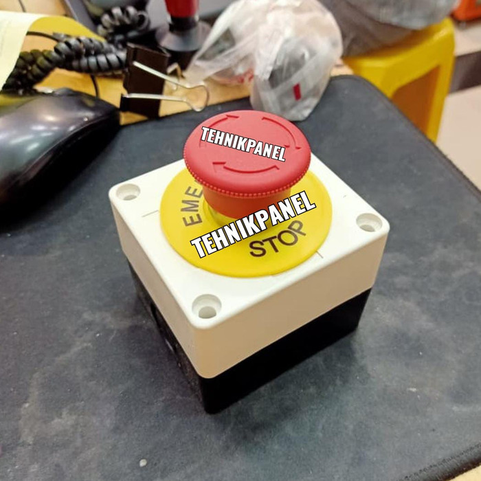 Emergency push button+box/emergency stop push button - Kuning Termurah