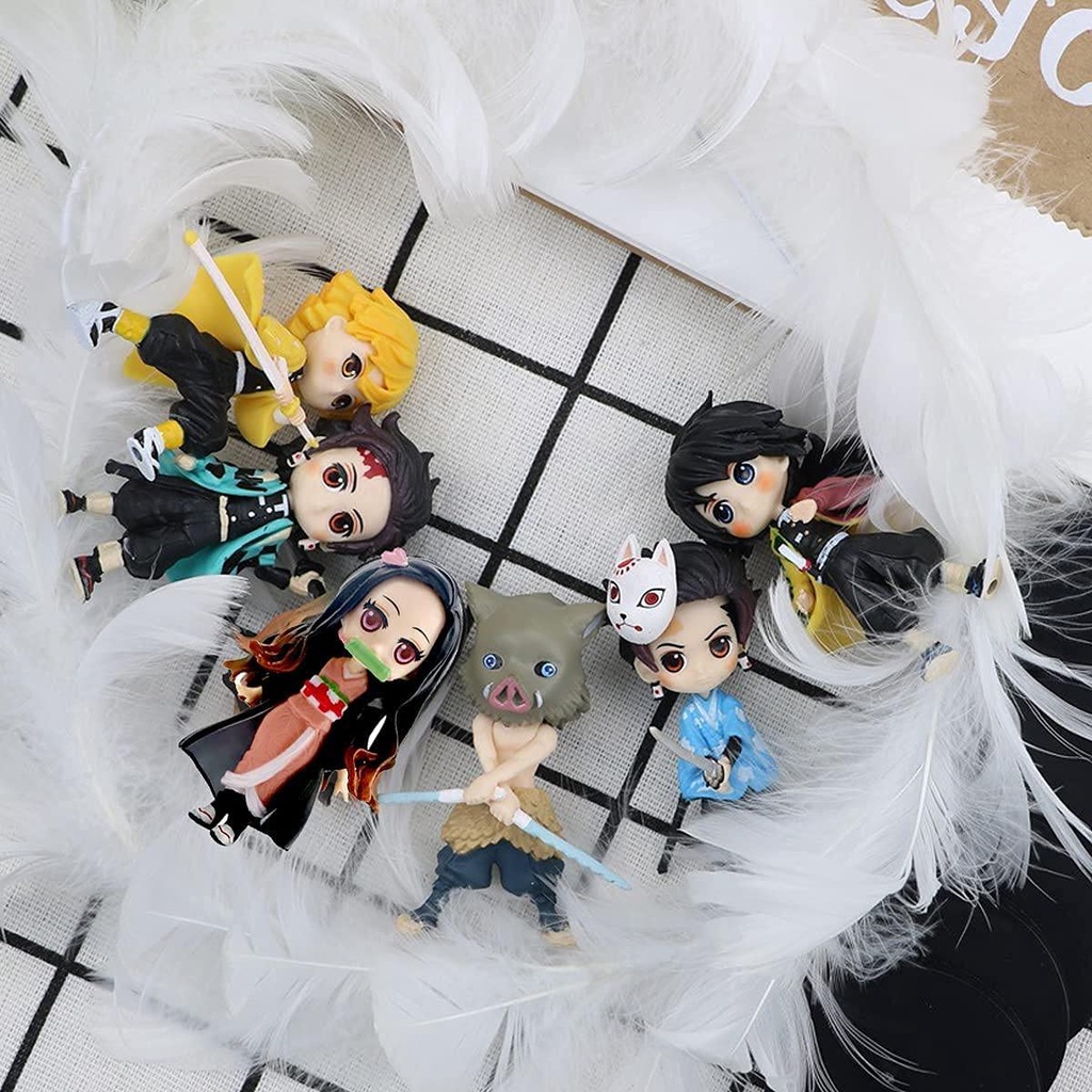 6pcs / set Mainan Action Figure Kimetsu No Yaiba Kamado Tanjirou Agatsuma Zenitsu Demon Slayer Kamado Nezuko